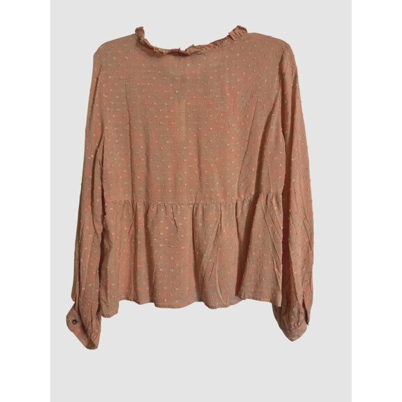 Olivaceous Textured Blouse Raw Round Neckline Orange Size Large Rayon NWT Anthro - Picture 3 of 8